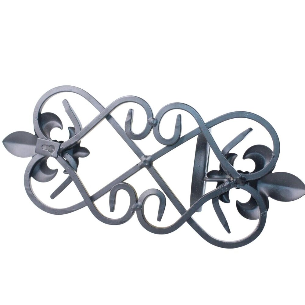 Fleur De Lis Wall Sconce 12" Wrought Iron Battery Operated Timer Faux Candle - Picture 5 of 6